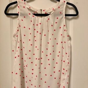 DNA Couture blouse tank top with pink hearts